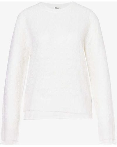 Totême Lace-overlay Mohair Wool-blend Knitted Jumper - White
