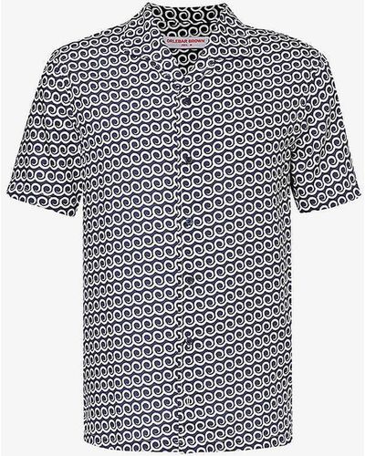 Orlebar Brown Midnight Vy Palm Graphic-print Woven Shirt X - Grey