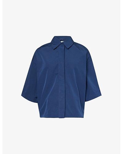 Samsøe & Samsøe Salulu Short-sleeved Recycled Polyester-blend Shirt - Blue