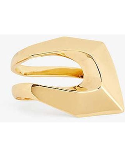 Alexander McQueen Double Gold-toned Brass Ring - Metallic
