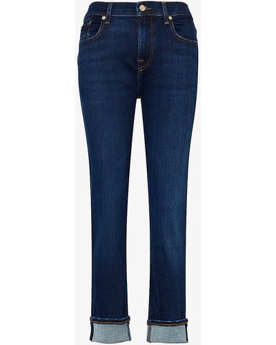 7 For All Mankind Relaxed Skinny Slim-leg Mid-rise Stretch-denim Jeans - Blue