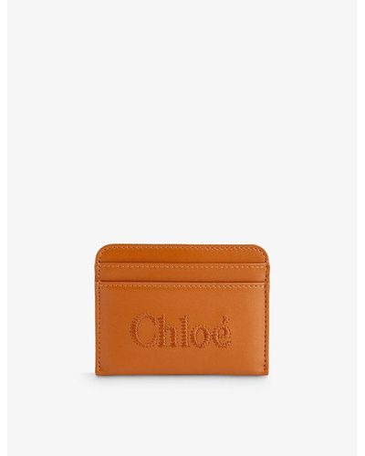 Chloé Logo-pattern Leather Cardholder - Orange