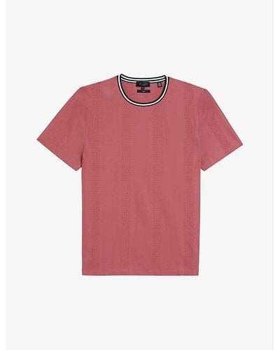 Ted Baker Rousel Jacquard Stretch-cotton T-shirt - Pink