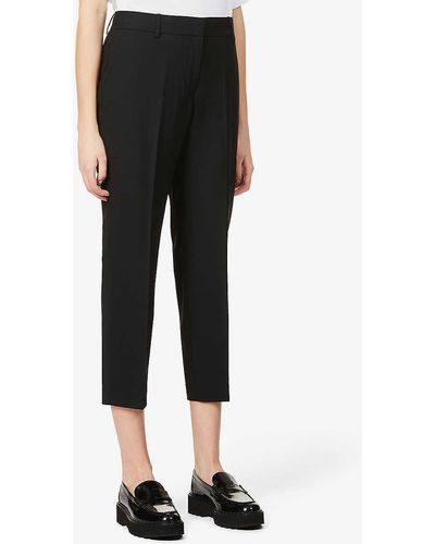 Theory Treeca Cropped Slim-leg Mid-rise Stretch-wool Trousers - Black