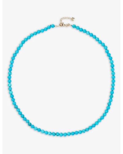 Mateo 14ct Yellow-gold And Turquoise Beaded Necklace - Blue