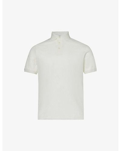 Emporio Armani Monogram Regular-fit Cotton Polo Shirt - White