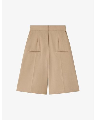 Loewe Tailored Pleated Cotton Shorts - Natural