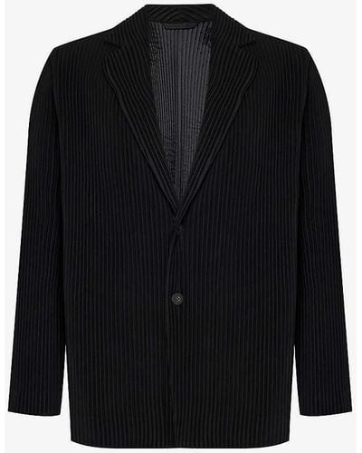 Homme Plissé Issey Miyake Basic Pleated Regular-fit Knitted Jacket - Black