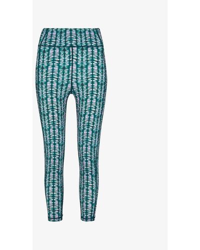 Whistles Abstract-print High-rise Stretch-recycled Nylon leggings - Blue