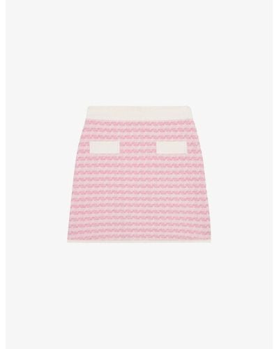 Claudie Pierlot Zig-zag Weave Contrast-trim Stretch-knit Mini Skirt - Pink