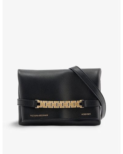 Victoria Beckham Chain-embellished Mini Leather Pouch Bag - Black