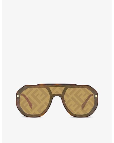 Fendi Fn000575 Monogram Aviator-frame Acetate Sunglasses - Brown