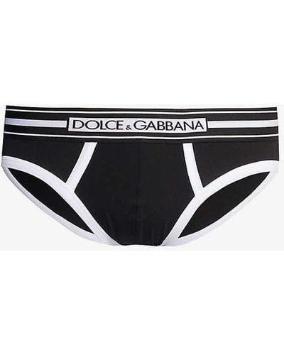 Dolce & Gabbana Branded-waistband Stretch-cotton Briefs - Black