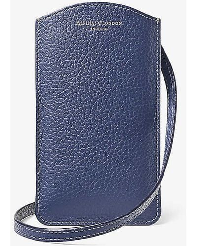 Aspinal of London London Grained-leather Phone Case - Blue