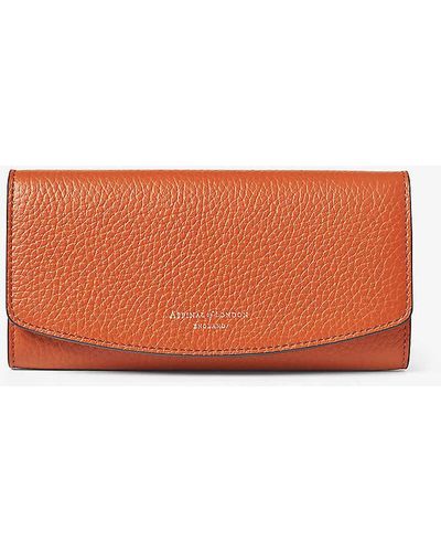 Aspinal of London Essential Foiled-branding Pebbled-leather Purse - Orange