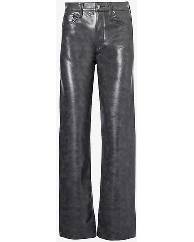 Agolde Sloane Straight-leg Mid-rise Recycled Leather-blend Trousers - Grey