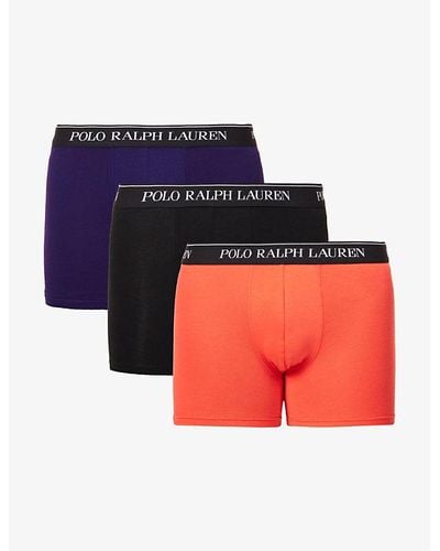Polo Ralph Lauren Branded-waist Stretch-cotton Boxers Pack Of Three - Red