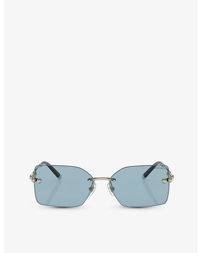 Tiffany & Co. Tf3088 Rectangle-frame Acetate And Metal Sunglasses - Blue