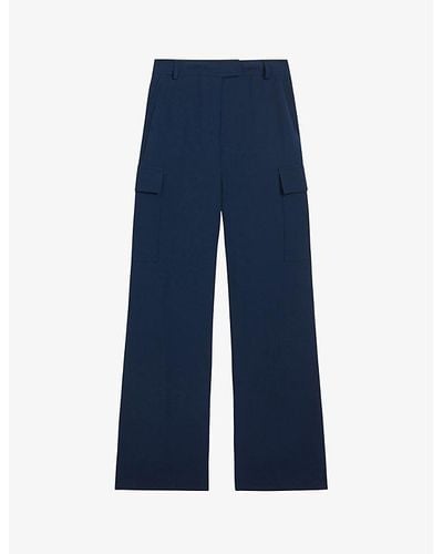 Ted Baker Riccio Cargo Wide-leg High-rise Woven Pants - Blue