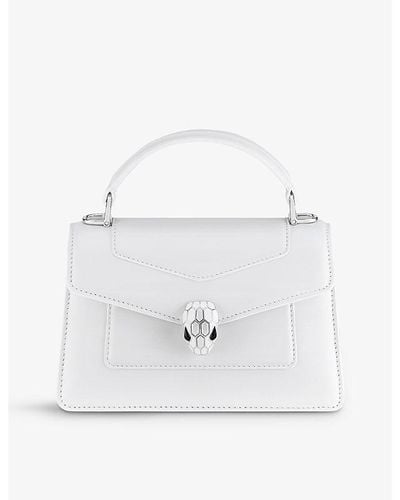 BVLGARI Serpenti Forever Leather Top-handle Bag - White