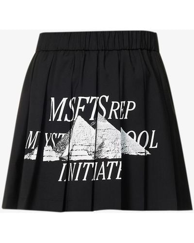 Msftsrep Mystery School Pyramids-print Recycled-polyester And Wool-blend Mini Skirt - Black