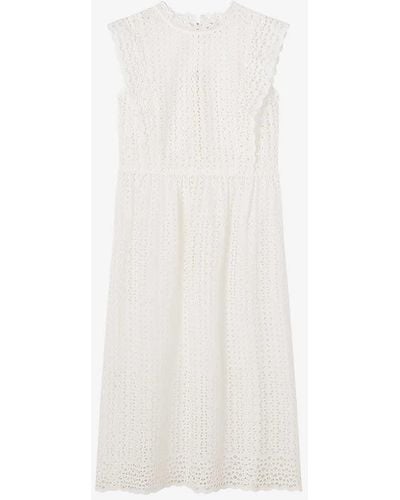 LK Bennett Laila High-neck Broderie-anglaise Cotton Midi Dress - White