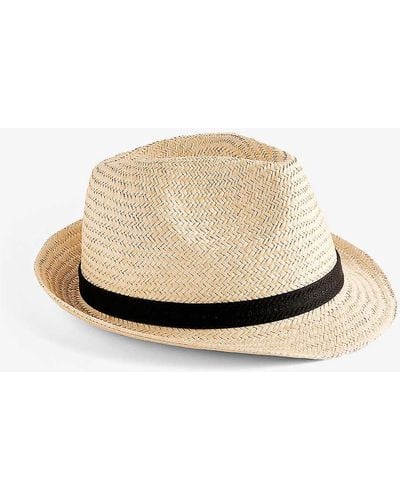 Ted Baker Tural Panns Webbing-trim Straw Trilby Hat - Natural