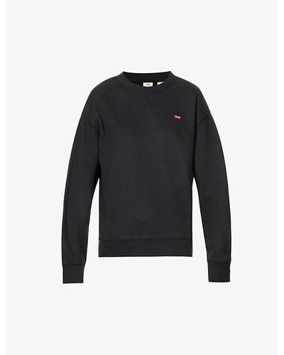 Levi's Standard Logo-embroidered Cotton-jersey Sweater - Blue