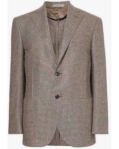 Corneliani Notch-lapel Regular-fit Wool And Cashmere-blend Blazer - Brown