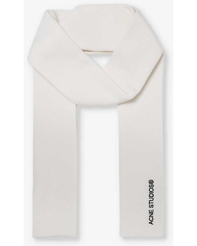 Acne Studios Logo-embroidered Knitted Wool-blend Scarf - White