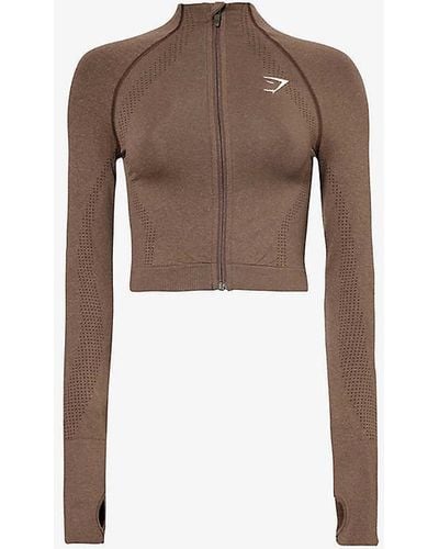 GYMSHARK Vital Seamless 2.0 Stretch-jersey Zipped Jacket - Brown