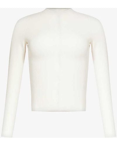 Lounge Underwear Essential Logo-embroidered Slim-fit Stretch-woven Top - White