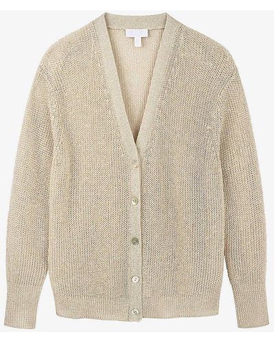 The White Company V-neckline Sparkle-knit Linen-blend Cardigan - White
