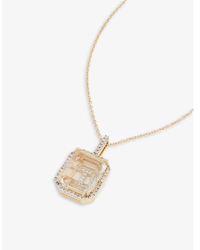 Mateo Secret T 14ct Yellow-gold, 0.60ct Diamond And Quartz Pendant Necklace - White