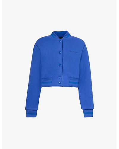 Givenchy Logo-embroidered Padded Wool Jacket - Blue