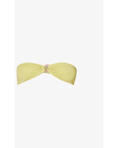 House Of Cb Medea Bandeau Stretch-woven Bikini Top - Yellow