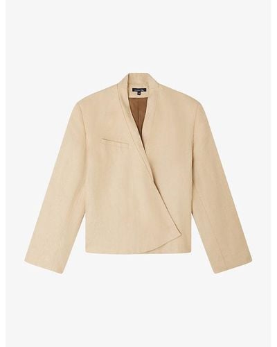 Soeur Pampelune Cropped Linen Jacket - Natural