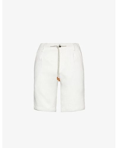 Eleventy Drawstring-waist Regular-fit Linen Shorts - White