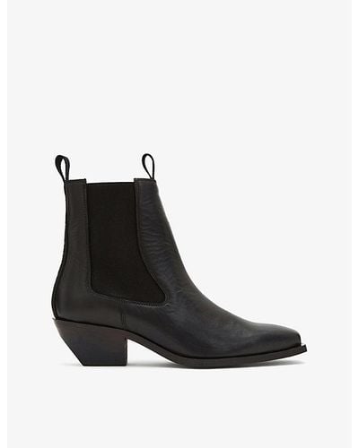 AllSaints Vally Two-tone Leather Ankle Boots - Black