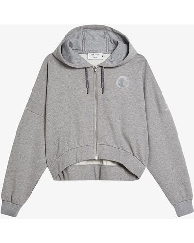 Ted Baker Tinia Cropped Cotton-jersey Hoody - Grey