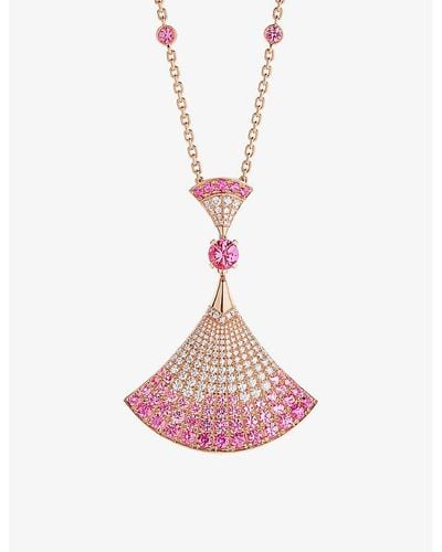 BVLGARI Divas' Dream 18ct Rose-gold, 3.53ct Pink Sapphire And 1.01ct Diamond Pendant Necklace