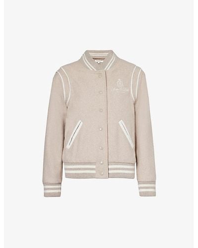 Sporty & Rich Vendome Brand-embroidered Wool-blend Jacket - Natural