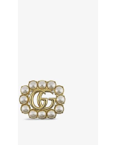 Gucci GG Marmont Gold-tone And Faux-pearl Brooch - Metallic