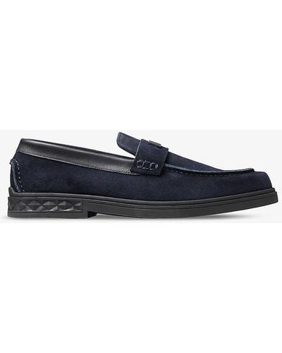 Jimmy Choo Vy Josh Driver Reverse-suede Loafers - Blue