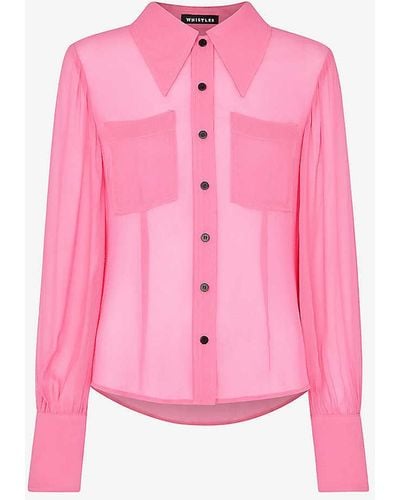 Whistles Penelope Semi-sheer Woven Shirt - Pink