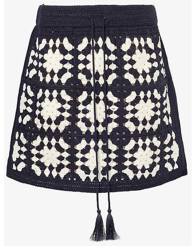 FRAME Vycrochet Tassel-embellished Cotton-blend Knitted Mini Skirt - White