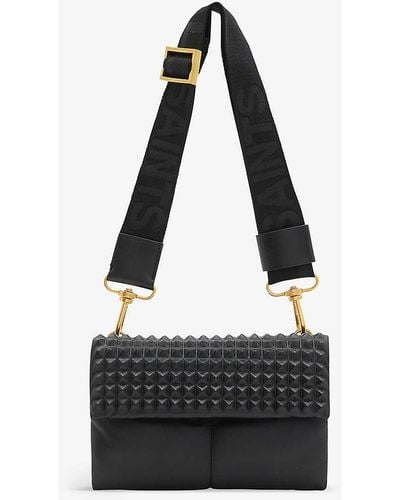 AllSaints Ezra Stud-embellished Leather Cross-body Bag - Black