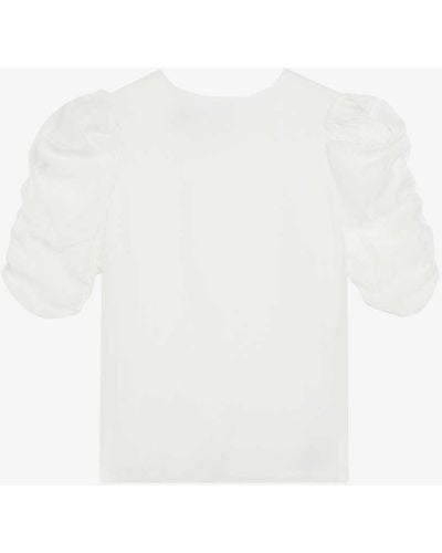 Ted Baker Puff-sleeved Round-neck Organza Top - White