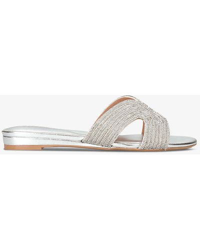 Carvela Kurt Geiger Gala Crystal-embellished Woven Sandals - White