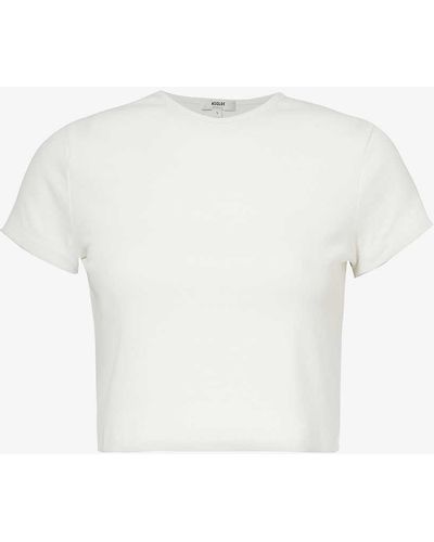 Agolde Savannah Cropped Stretch-woven Blend T-shirt - White